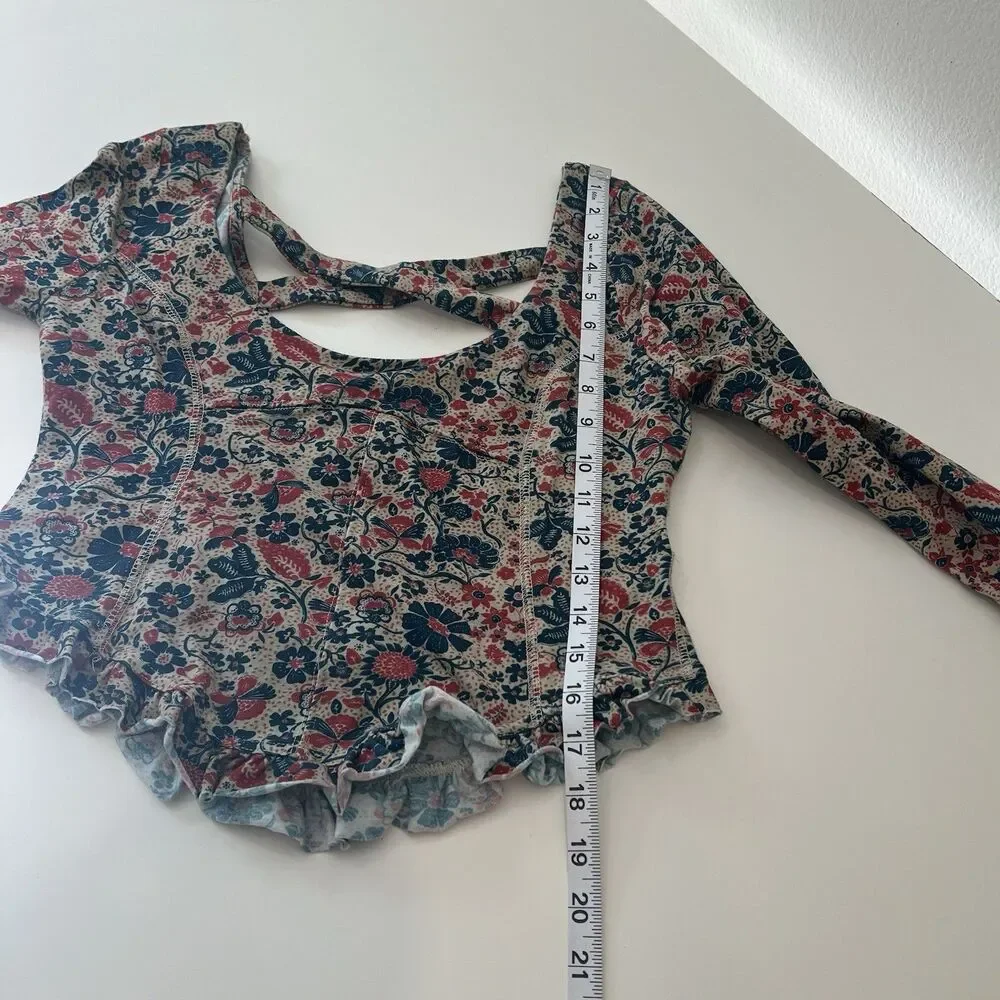 Free People Melanie Long Sleeve Top in Sand Combo Size Medium Boho  Whimsy